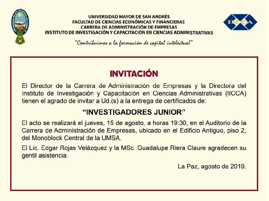 Entrega de Certificados Investigadores Junior